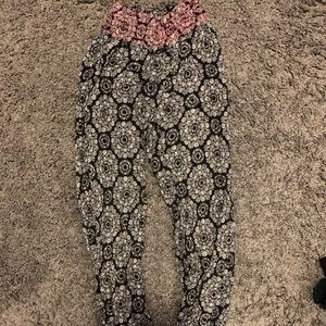 patterned pants.